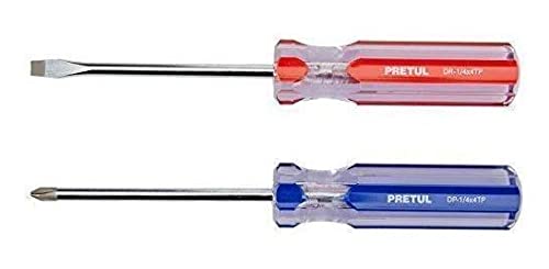 DUO DESARMADORES 1/4X4" MANGO PVC PRETUL 20210