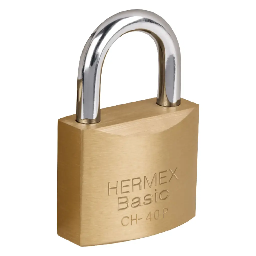 CANDADO DE HIERRO LATON GANCHO CORTO 40MM HERMEX BASIC 23518