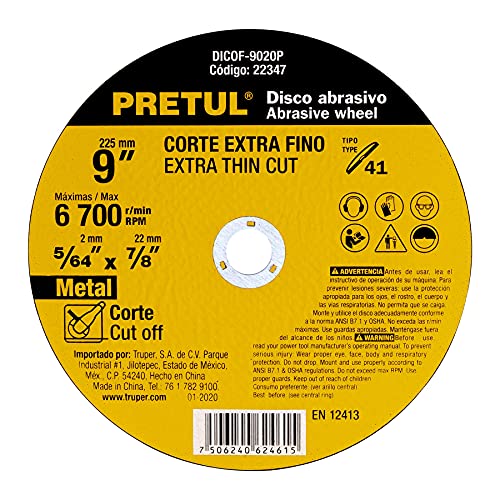 [22347] DISCO DE CORTE EXTRAFINO METAL 9"X2MM PRETUL 22347