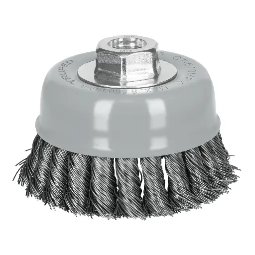 [100855] Carda copa 4' alambre trenzado grueso, Multi-rosca, Truper 100855