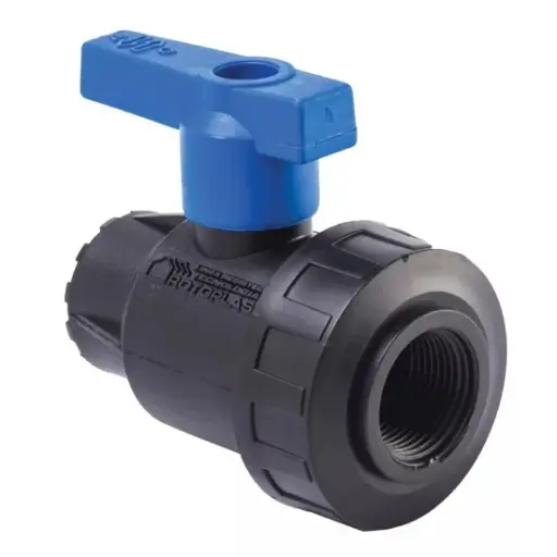 VALVULA ESFERA PLASTICA ROTOPLAS 1/2 MGO AZUL 