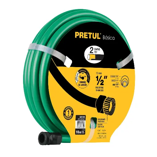[22130] MANGUERA 1/2X10MTS 3 CAPAS CONEX PLAST PRETUL VERDE 22130