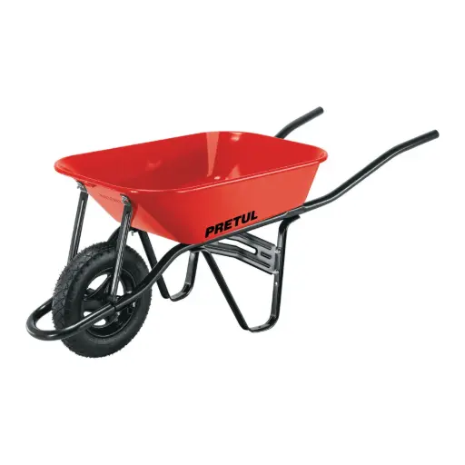 [20675] CARRETILLA 3.5FT3 ROJA NEUMATICA BASTIDOR TUBULAR PRETUL 20675
