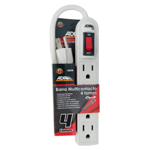 [8764] MULTICONTACTO 4 TOMAS CABLE 3 MTS LARGO MAVRIK ADIR 8764