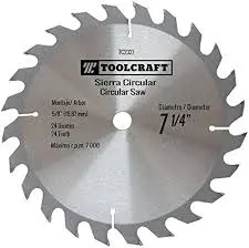 [TC2327]  SIERRA CIRCULAR 7 1/4" EJE 5/8" CON 24 DIENTES TOOLCRAFT TC2327