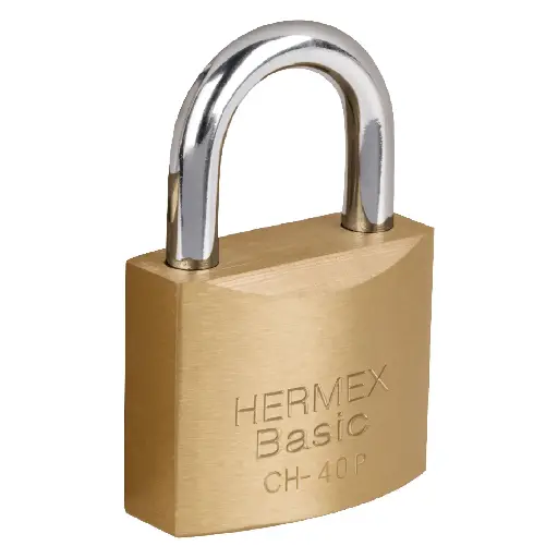 [23518] CANDADO DE HIERRO LATON GANCHO CORTO 40MM HERMEX BASIC 23518