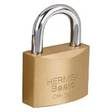 [23519] CANDADO DE HIERRO LATON GANCHO CORTO 50MM HERMEX BASIC 23519